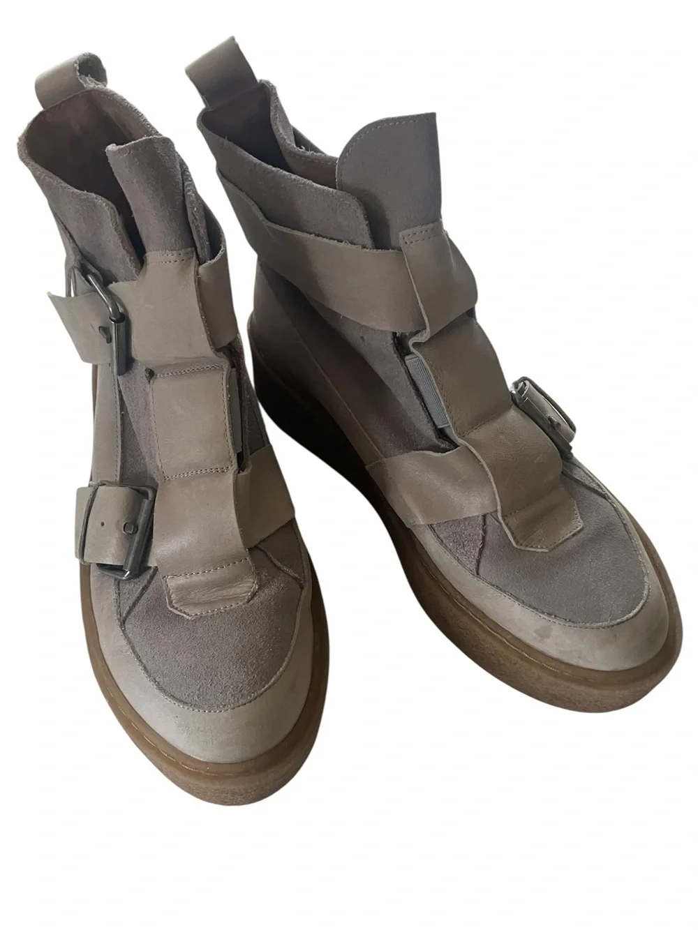 Free People Cortina‎ Leather Wedge Sneaker Boots Gum Sole 38 8
